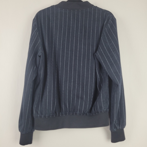 Zara Man Pinstripe Denim Bomber Jacket - Picture 7 of 7